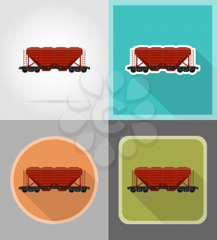 railway carriage train flat icons vector illustration isolated on background