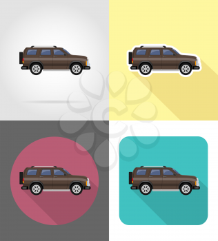 suv car flat icons vector illustration isolated on background
