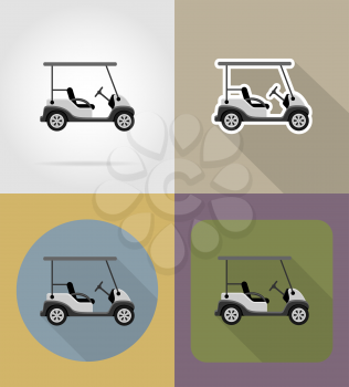golf car flat icons vector illustration isolated on background