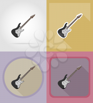 electric guitar flat icons vector illustration isolated on background