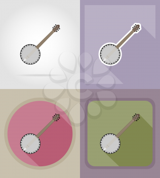 banjo flat icons vector illustration isolated on background