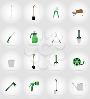gardening tools flat icons vector illustration isolated on background