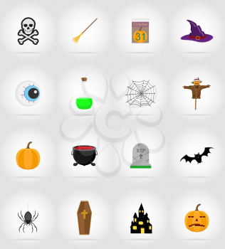 halloween flat icons vector illustration isolated on background