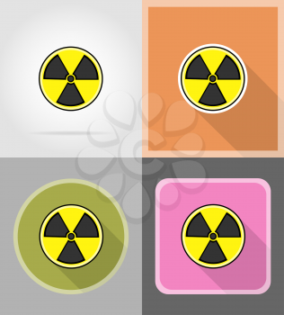 sign radiation flat icons vector illustration isolated on background