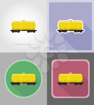 railway carriage for delivery and transportation of fuel flat icons vector illustration isolated on background