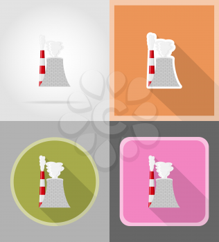 nuclear reactor flat icons vector illustration isolated on background