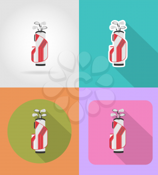 bag of golf clubs flat icons vector illustration isolated on background