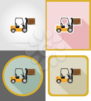 delivery forklift truck flat icons vector illustration isolated on background
