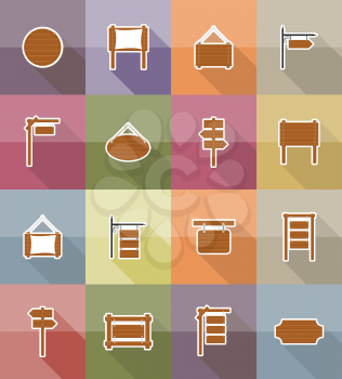 wooden board  flat icons vector illustration isolated on background