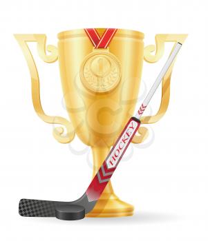 hockey cup winner gold stock vector illustration isolated on white background