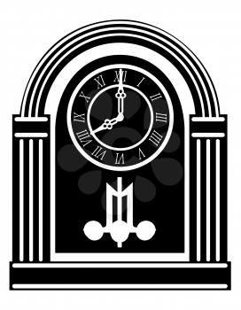 clock old retro vintage icon stock vector illustration black outline silhouette isolated on white background
