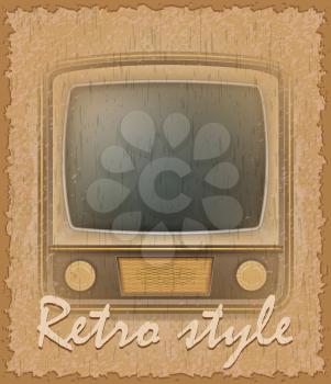 retro style poster old tv stock vector illustration
