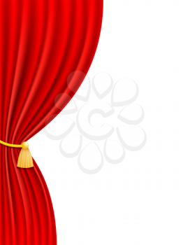 red theatrical curtain vector illustration isolated on white background