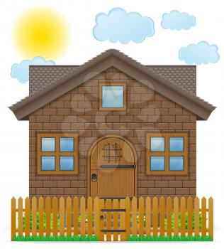 small country house with a wooden fence vector illustration isolated on white background