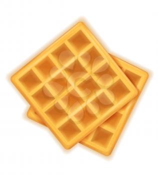 belgian waffle sweet dessert for breakfast vector illustration isolated on white background