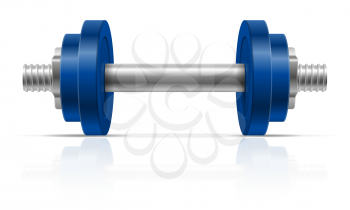 metal dumbbell for muscle building in gym vector illustration at gray background