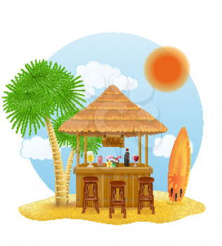 beach stall bar for summer holidays on resort in the tropics vector illustration isolated on white background