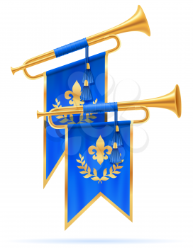 king royal golden horn trumpet vector illustration isolated on white background