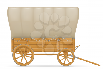 wooden wagon of the wild west with an awning vector illustration isolated on white background