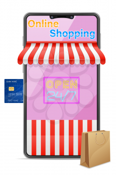 smartphone concept online shopping vector illustration isolated on white background