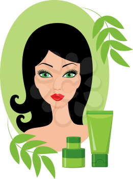 Royalty Free Clipart Image of a Woman With Cosmetics