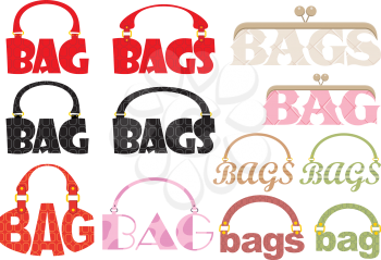 Royalty Free Clipart Image of the Word Bags in a Logotype
