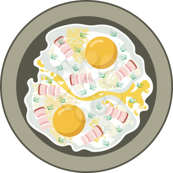 Royalty Free Clipart Image of Fried Eggs and Bacon