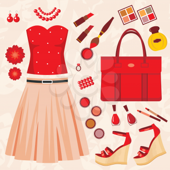 Royalty Free Clipart Image of a Fashion Set