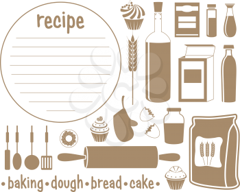 Set of products for baking. Recipe