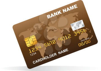 Vector illustration of a plastic credit card. Isolated on white.