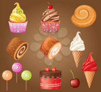 Sweet pastry set. vector, gradient, Eps10