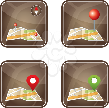 City map with GPS icons. vector, gradient, EPS10