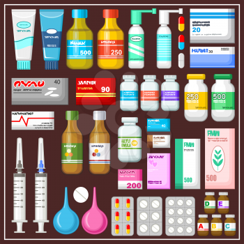 Seth medicines. Vector illustration