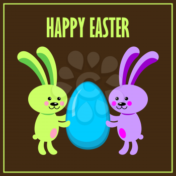 Easter Bunnies. Card.Vector illustration