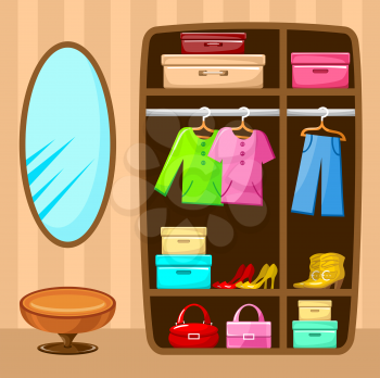 Preview the hall closet with design elements. Vector illustration