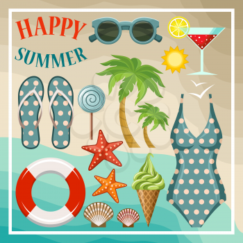 Summer beach set. Vector illustration