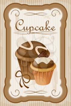 Picture of a vintage poster with a cupcake