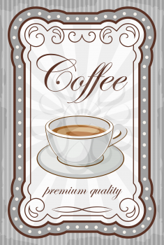 Picture of a vintage poster with a cup of coffee