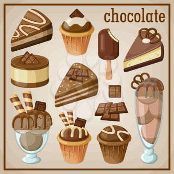 Set of sweets and chocolate. vector illustration