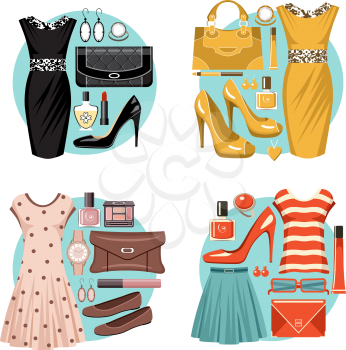 Fashion set in a style flat design.  Vector illustration