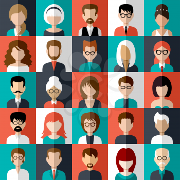 Image of flat icons with people of different species. Vector illustration