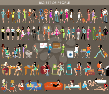 Big set of people - women and men. Vector illustration