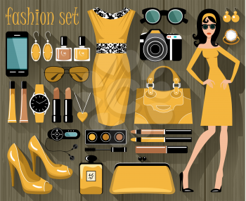 Fashion vector set in a style flat design. Vector illustration