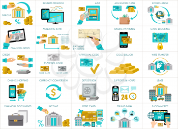 Big bank set. vector, containing illustrations of the banking operations
