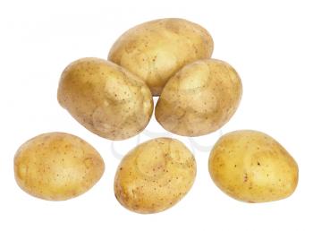  fresh and washed potatoes on white background 