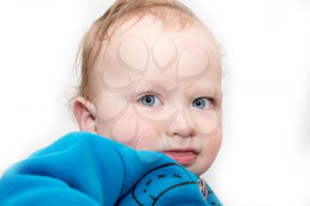 Portrait of the baby on a white background