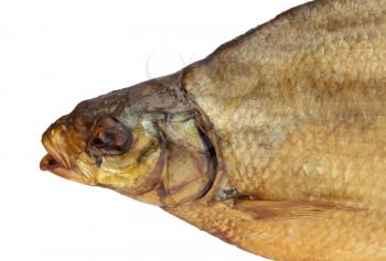 Smoked head bream on a white background
