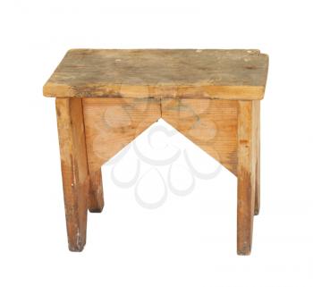 Old Wooden Stool Isolated 