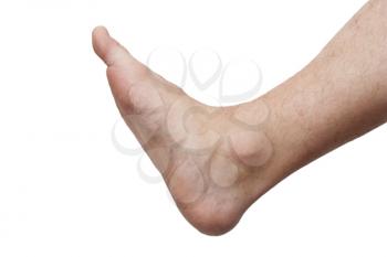 Men's foot on a white background