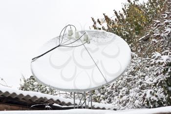 satellite antenna snow-covered